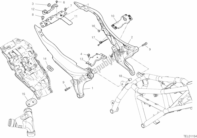 All parts for the Rear Frame Comp. Of the Ducati Scrambler 1100 Thailand USA 2019